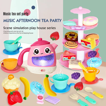 48-Piece Music Tea Party Teapot Pretend Food Toy Play Set - Dshop.com.au