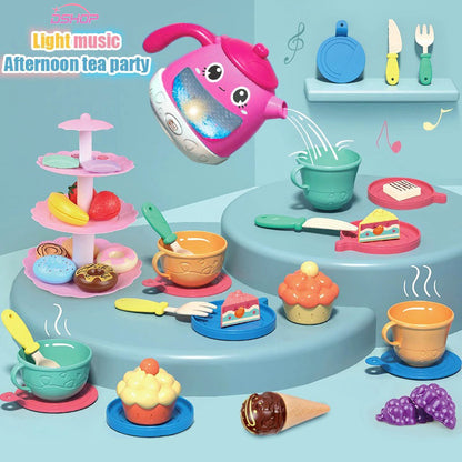 48-Piece Music Tea Party Teapot Pretend Food Toy Play Set - Dshop.com.au