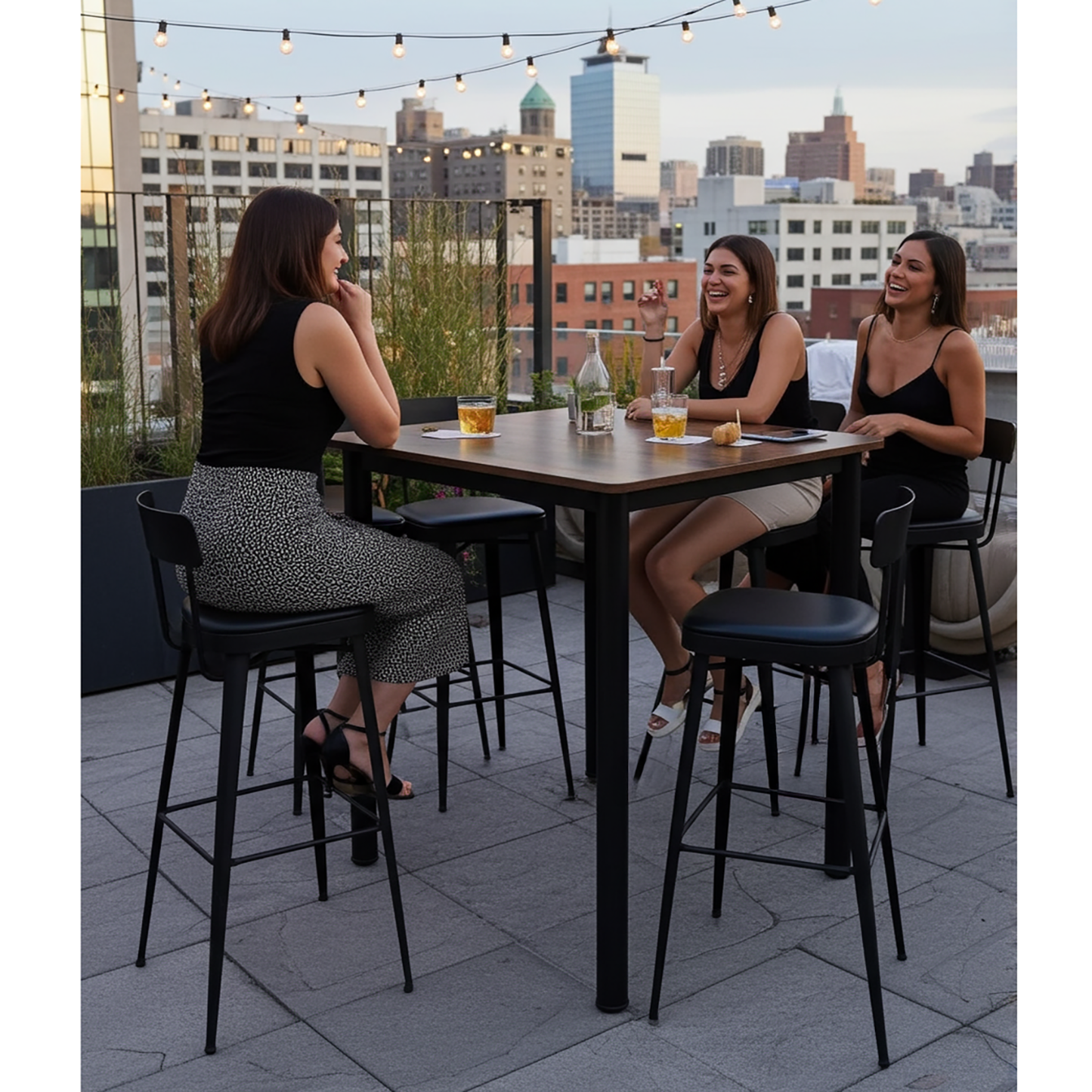 Foundry Industrial Rustic Wood & Metal Square Bar Dining Table