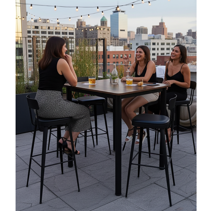 Foundry Industrial Rustic Wood & Metal Square Bar Dining Table
