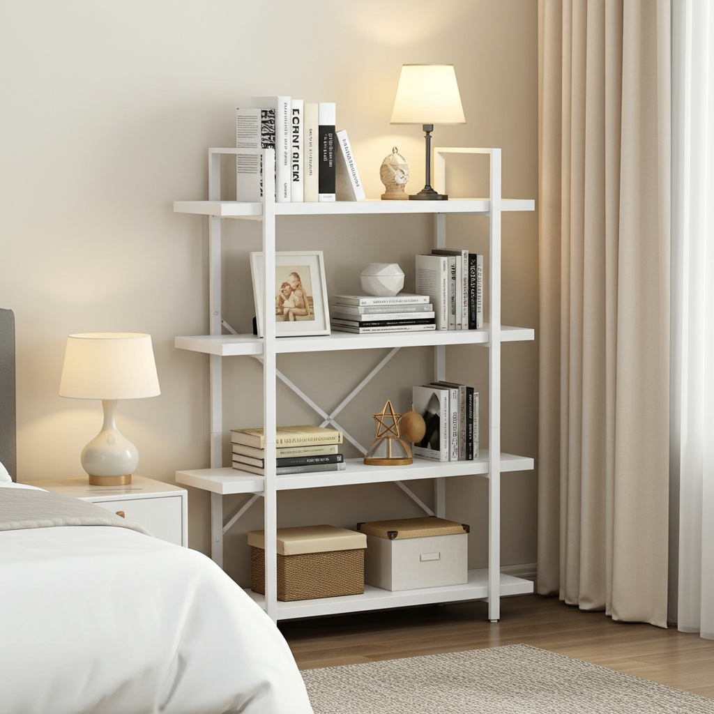 Envision 4-Tier Bookcase Storage Shelf Organizer (White)