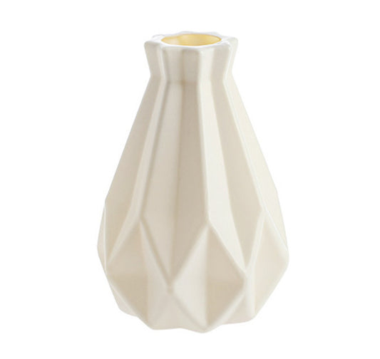 Flower Vase Ceramic Look Plastic Vase (White) - Dshop.com.au