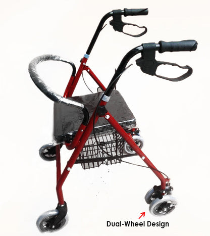 6-Wheel Senior's Foldable Rollator Mobility Walker Walking Frame with Seat - Dshop.com.au