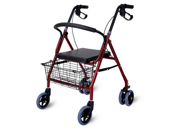 6-Wheel Senior's Foldable Rollator Mobility Walker Walking Frame with Seat - Dshop.com.au