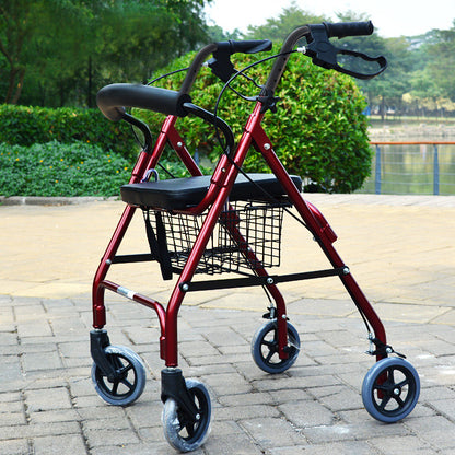 6-Wheel Senior's Foldable Rollator Mobility Walker Walking Frame with Seat - Dshop.com.au