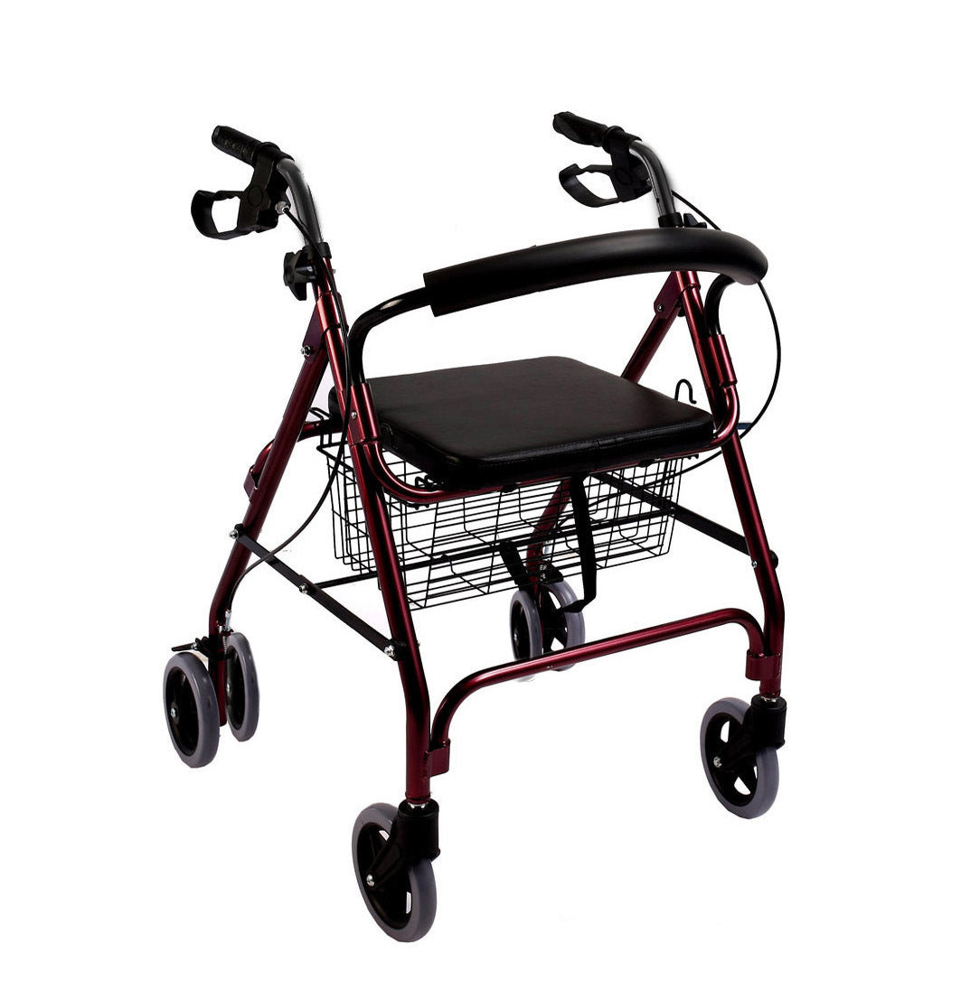 6-Wheel Senior's Foldable Rollator Mobility Walker Walking Frame with Seat - Dshop.com.au