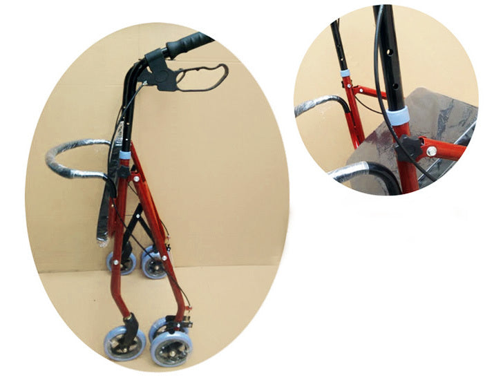 6-Wheel Senior's Foldable Rollator Mobility Walker Walking Frame with Seat - Dshop.com.au