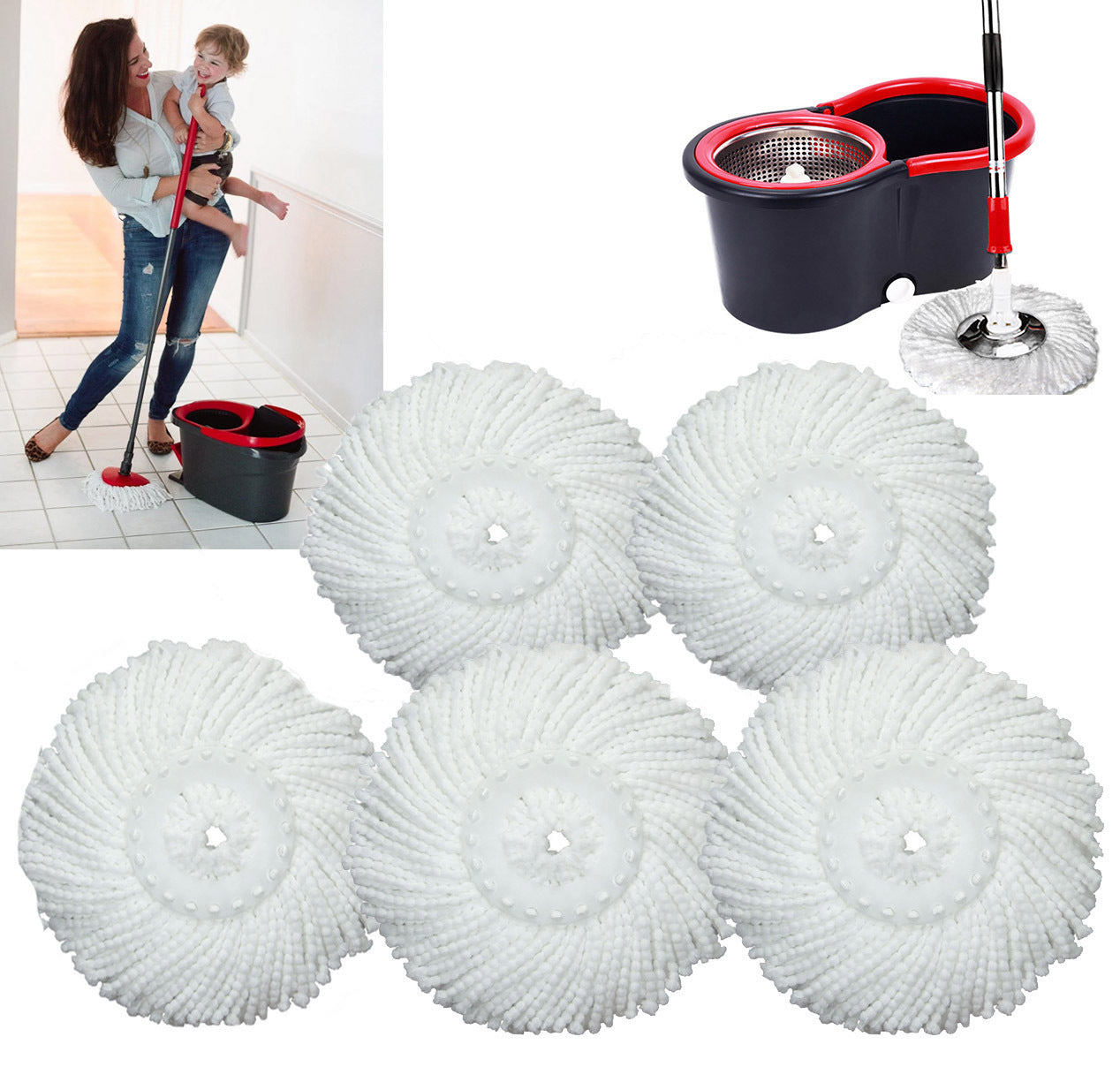 5 x Microfiber Spin Mop Heads (5 Mop Pads) - Dshop.com.au