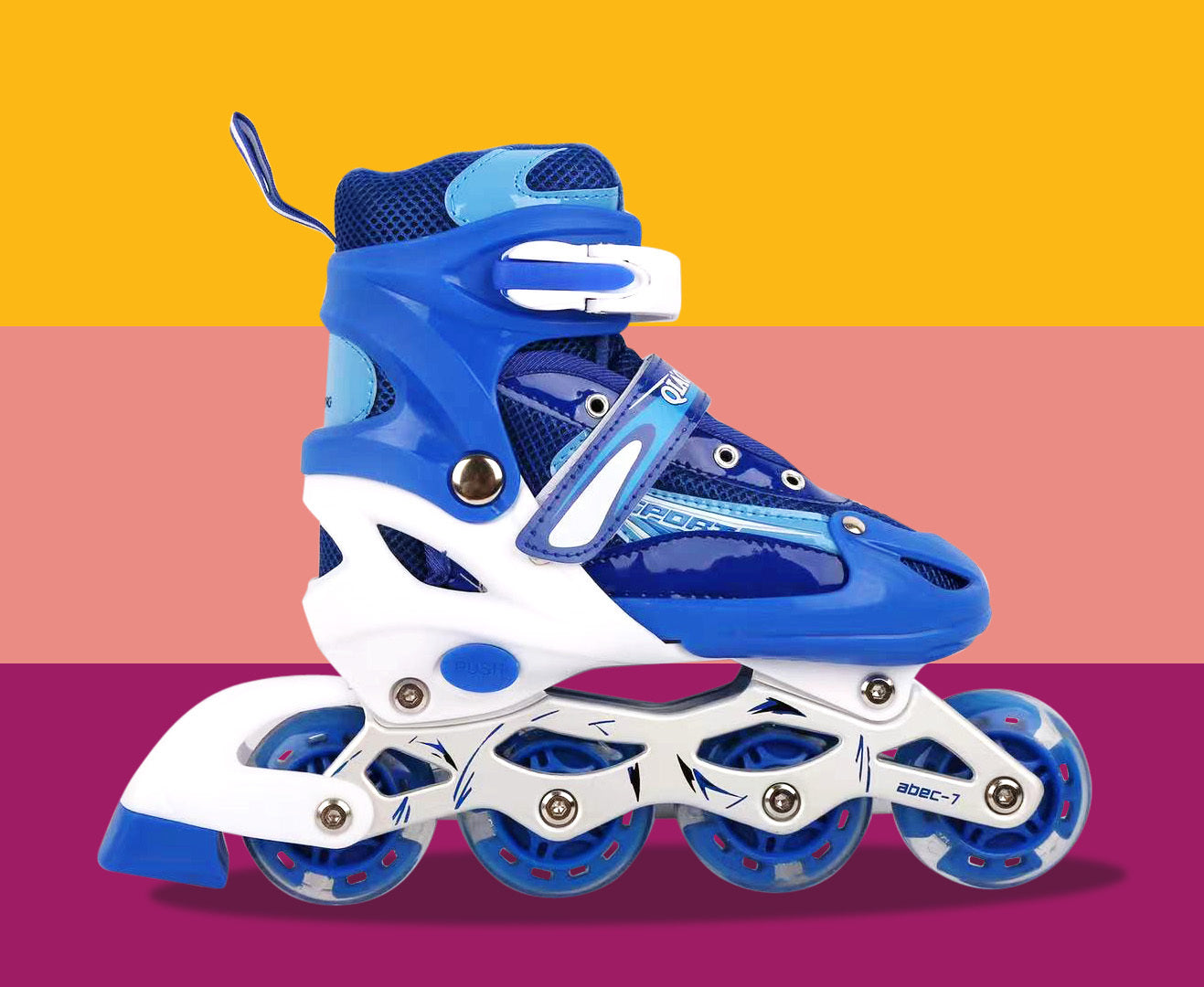 Full LED Adjustable Roller Blades Inline Skates (Blue , L) - Dshop.com.au