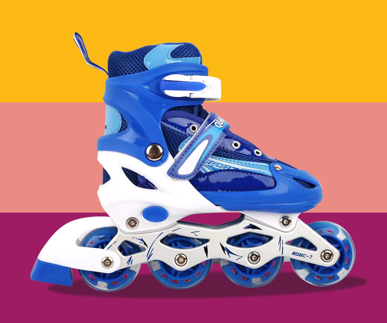 Full LED Adjustable Roller Blades Inline Skates (Blue , L) - Dshop.com.au