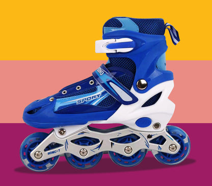 Full LED Adjustable Roller Blades Inline Skates (Blue , L) - Dshop.com.au