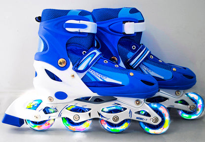 Full LED Adjustable Roller Blades Inline Skates (Blue , L) - Dshop.com.au