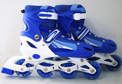 Full LED Adjustable Roller Blades Inline Skates (Blue , L) - Dshop.com.au