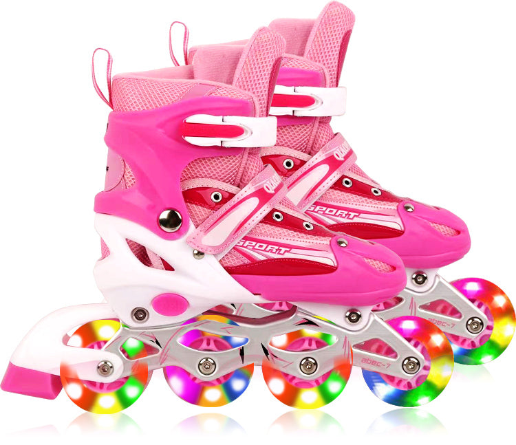 Full LED Adjustable Roller Blades Inline Skates (Pink, L) - Dshop.com.au