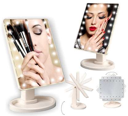 22 LED Makeup Mirror 360 Degree Rotating Touch Screen - Dshop.com.au