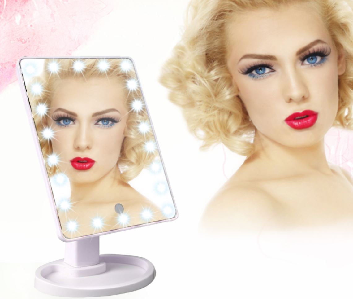 22 LED Makeup Mirror 360 Degree Rotating Touch Screen - Dshop.com.au