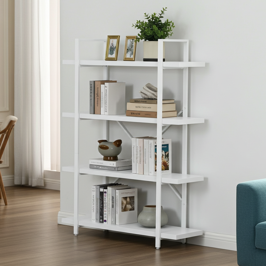 Envision 4-Tier Bookcase Storage Shelf Organizer (White)