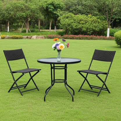 Alfresco 3 Piece Outdoor Setting (2 Rattan Chairs & Round Table)