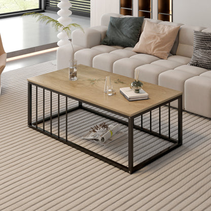 Urban Industrial Modern Wood and Metal Coffee Table Coastal Oak