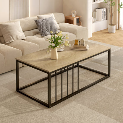 Urban Industrial Modern Wood and Metal Coffee Table Coastal Oak