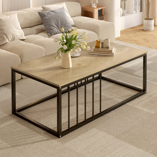 Urban Industrial Modern Wood and Metal Coffee Table Coastal Oak