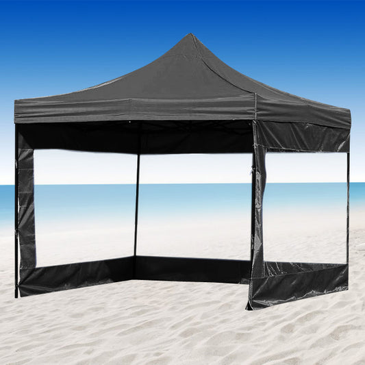 3-Side Gazebo Walls 3m x 3m (Opaque Black Walls Only)