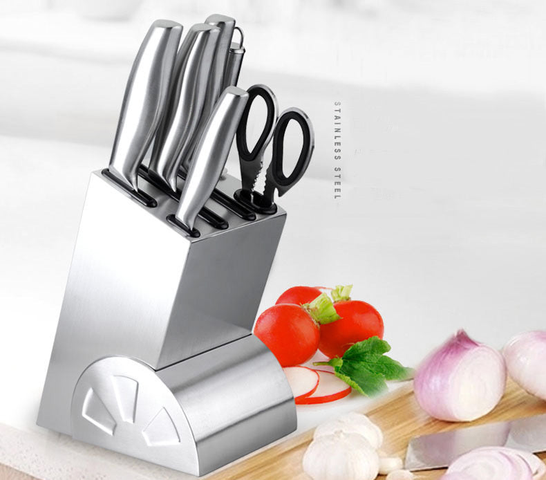 Professional Quality Stainless Steel Deluxe 7-Piece Knife Block Set - Dshop.com.au