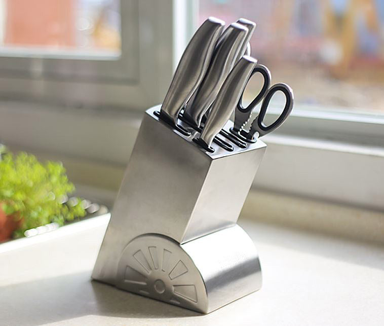 Professional Quality Stainless Steel Deluxe 7-Piece Knife Block Set - Dshop.com.au