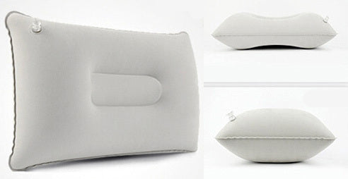 Inflatable Travel Pillow Head Rest Air Support Blow up Cushion (Grey) - Dshop.com.au