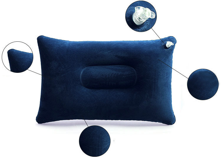 Inflatable Travel Pillow Head Rest Air Support Blow up Cushion (Navy) - Dshop.com.au