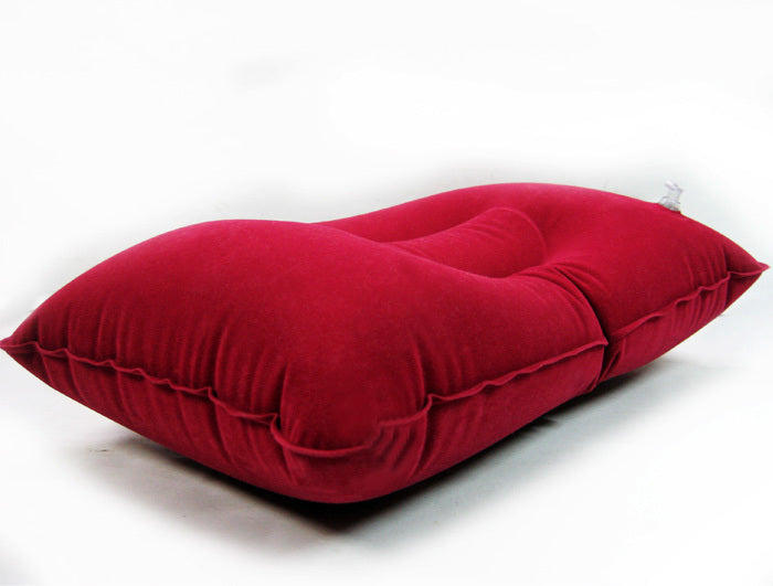 Inflatable Travel Pillow Head Rest Air Support Blow up Cushion (Maroon) - Dshop.com.au