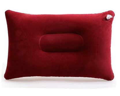 Inflatable Travel Pillow Head Rest Air Support Blow up Cushion (Maroon) - Dshop.com.au