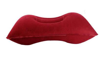 Inflatable Travel Pillow Head Rest Air Support Blow up Cushion (Maroon) - Dshop.com.au