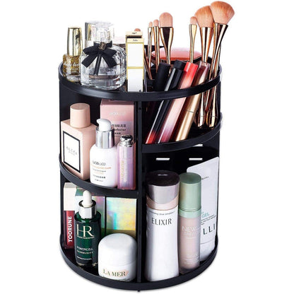 360 Degree Rotating Jewellery Cosmetic Makeup Shelf Organizer (Black) - Dshop.com.au