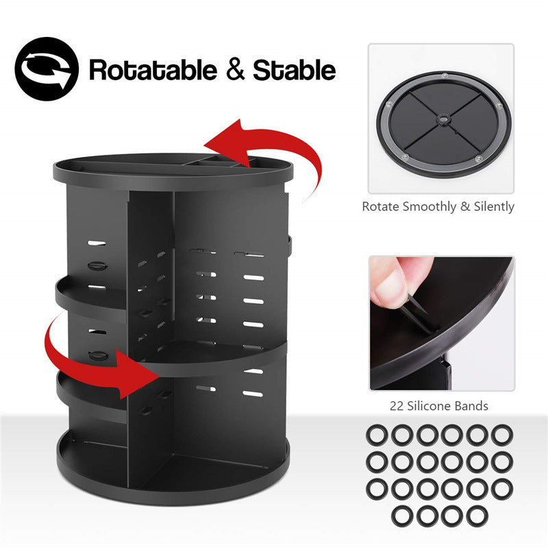 360 Degree Rotating Jewellery Cosmetic Makeup Shelf Organizer (Black) - Dshop.com.au