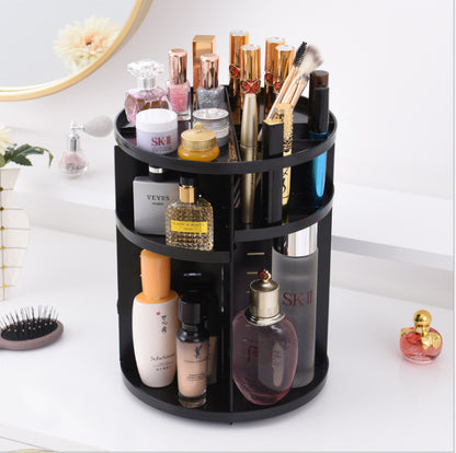 360 Degree Rotating Jewellery Cosmetic Makeup Shelf Organizer (Black) - Dshop.com.au