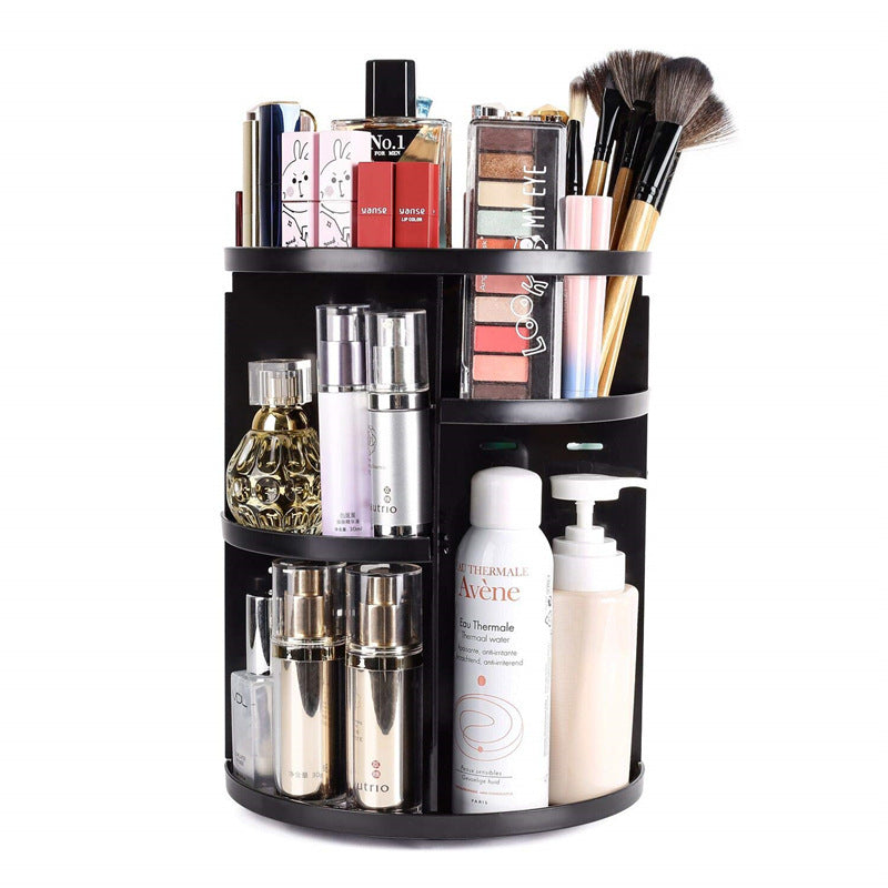 360 Degree Rotating Jewellery Cosmetic Makeup Shelf Organizer (Black) - Dshop.com.au