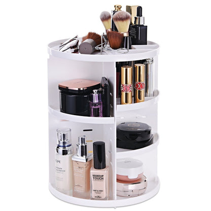 360 Degree Rotating Jewellery Cosmetic Makeup Shelf Organizer (White) - Dshop.com.au