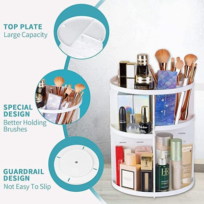 360 Degree Rotating Jewellery Cosmetic Makeup Shelf Organizer (White) - Dshop.com.au