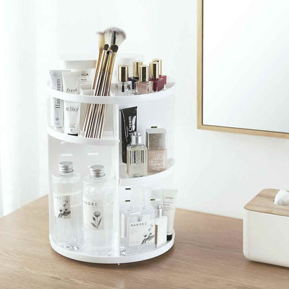 360 Degree Rotating Jewellery Cosmetic Makeup Shelf Organizer (White) - Dshop.com.au