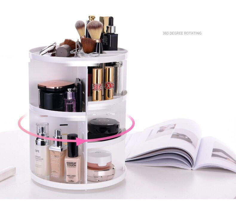 360 Degree Rotating Jewellery Cosmetic Makeup Shelf Organizer (White) - Dshop.com.au