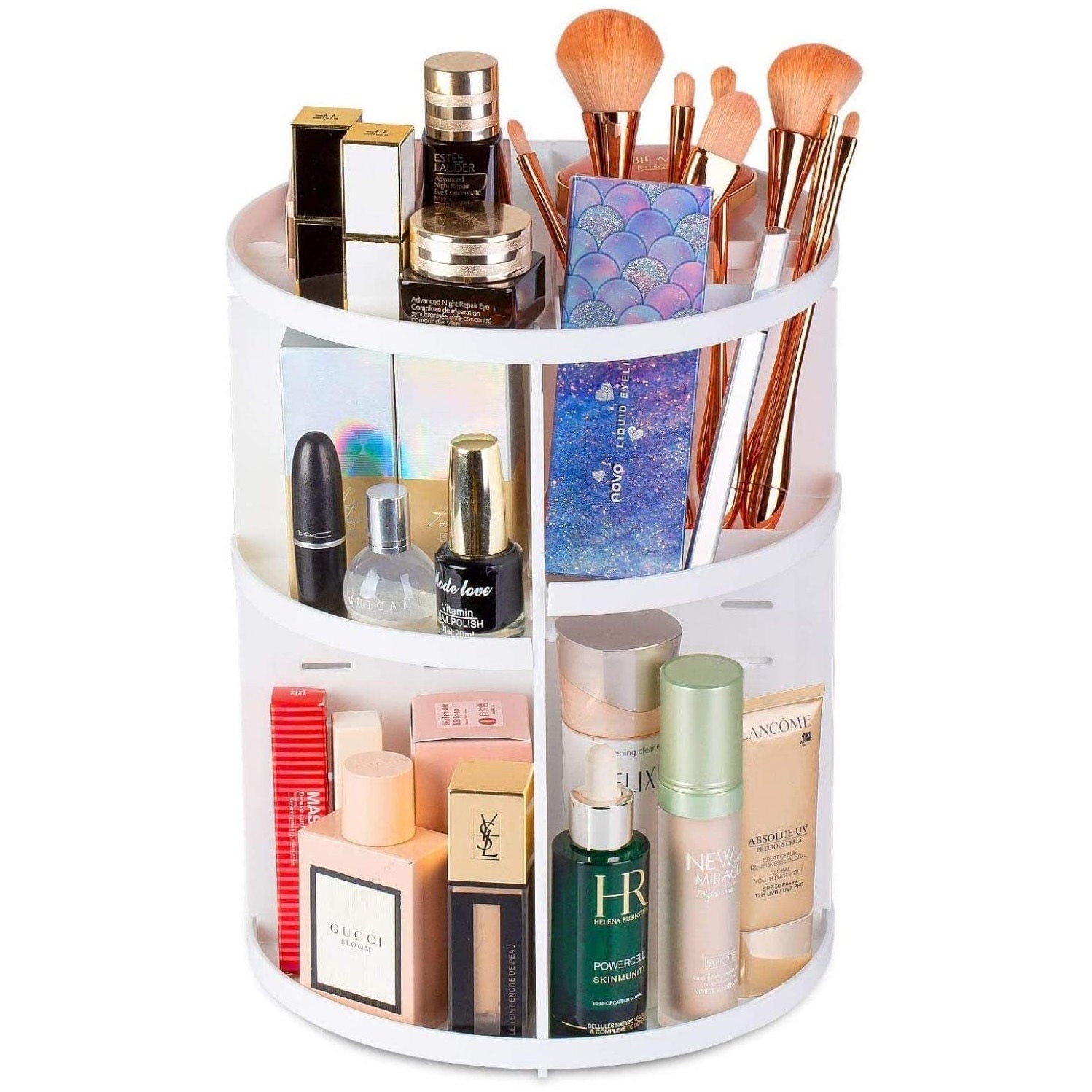 360 Degree Rotating Jewellery Cosmetic Makeup Shelf Organizer (White) - Dshop.com.au