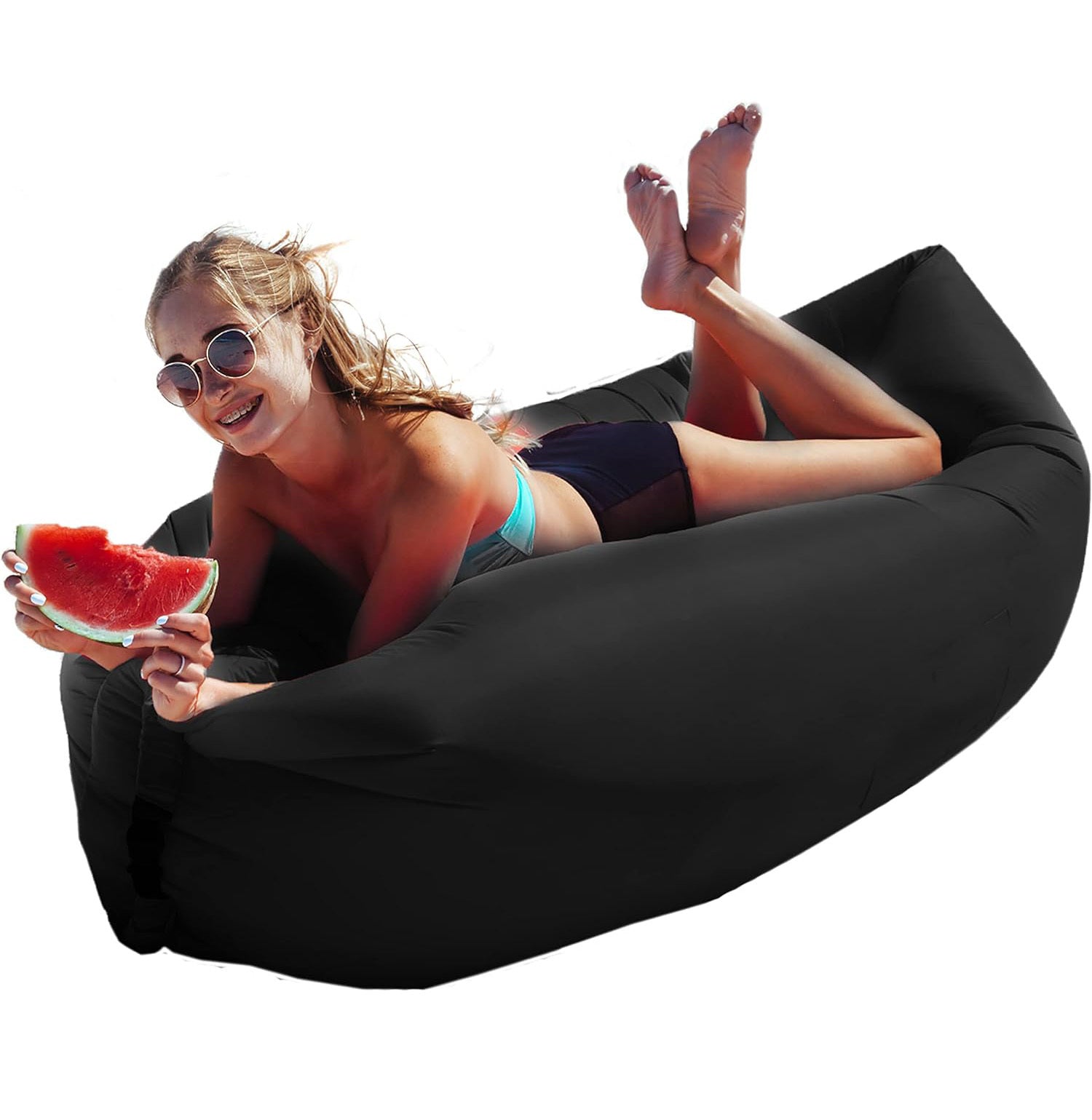 Inflatable Air Sofa Lounger Lazy Couch in Portable Bag (BLACK) - Dshop.com.au