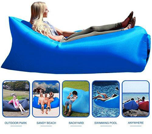 Inflatable Air Sofa Lounger Lazy Couch in Portable Bag (BLUE) - Dshop.com.au