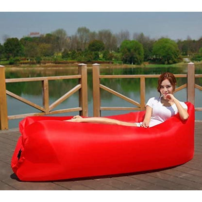 Inflatable Air Sofa Lounger Lazy Couch in Portable Bag (RED) - Dshop.com.au