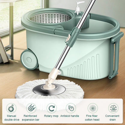 Advanced 360 Degree Spin Mop & Stainless Steel Bucket Kit with Wheels (Mint) - Dshop.com.au