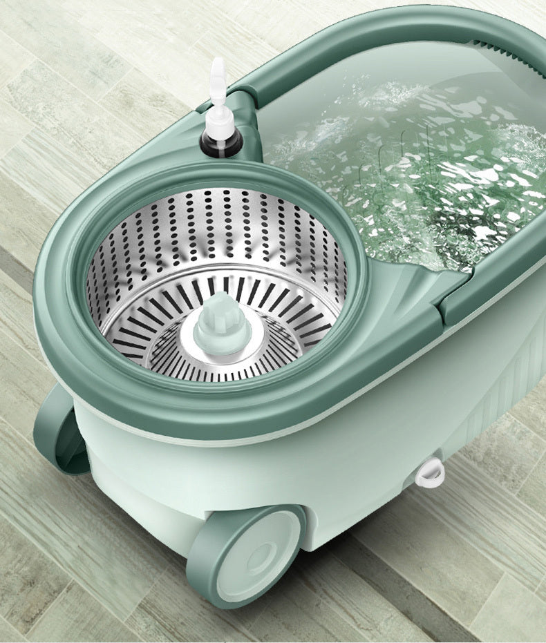 Advanced 360 Degree Spin Mop & Stainless Steel Bucket Kit with Wheels (Mint) - Dshop.com.au