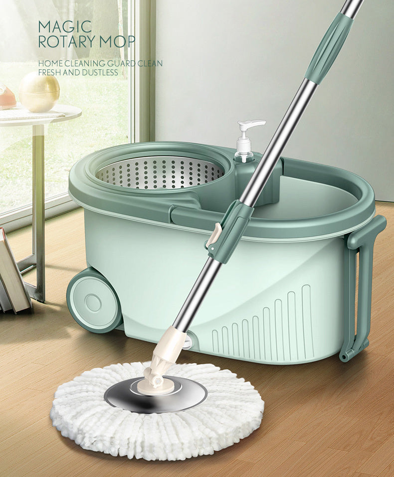 Advanced 360 Degree Spin Mop & Stainless Steel Bucket Kit with Wheels (Mint) - Dshop.com.au