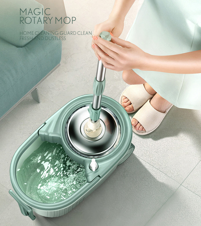 Advanced 360 Degree Spin Mop & Stainless Steel Bucket Kit with Wheels (Mint) - Dshop.com.au