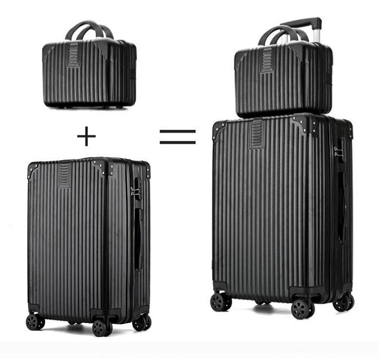 2-Piece Standard Cabin Carry-On Luggage Suitcase Set (Black) - Dshop.com.au